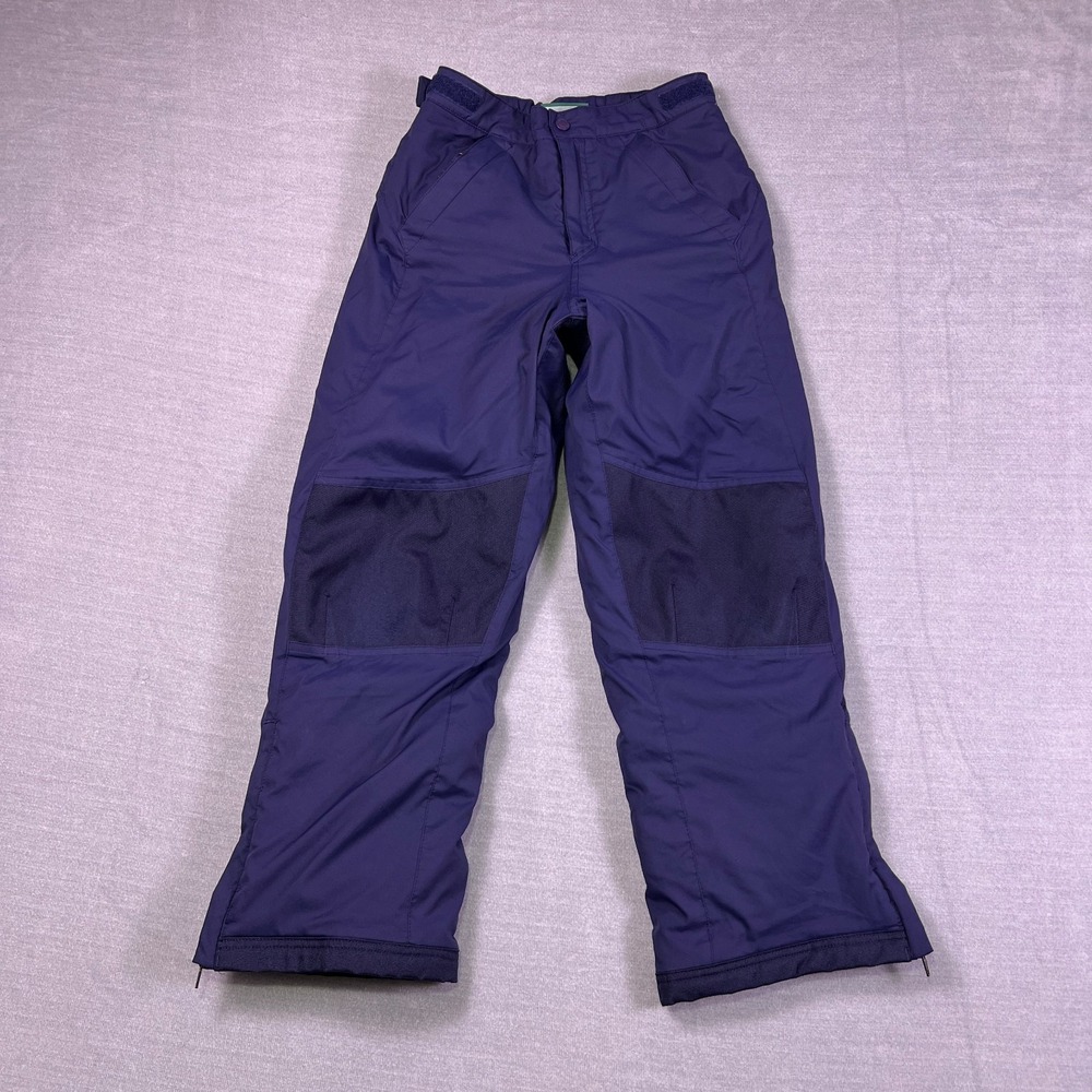 L.L. Bean Cold Buster Reinforced Knee Snow Pants Kids 10 Navy Blue Polyester